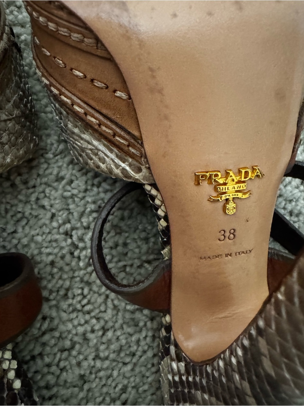 Prada Snakeskin Crisscross Platform Sandals Size 38 - Picture 11 of 12